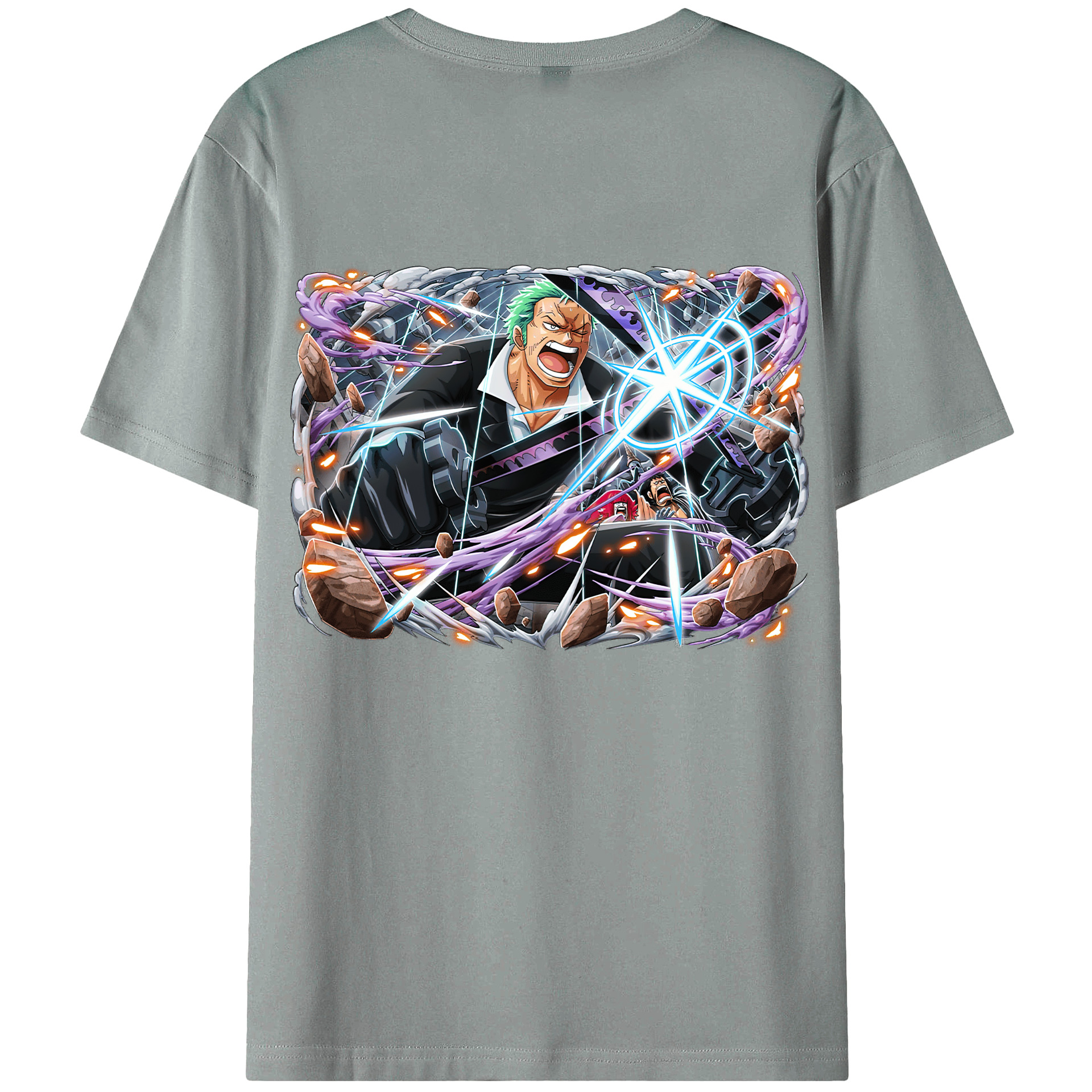ワンピース ロロノア・ゾロ ONE PIECE Roronoa Zoro 綿100％ メンズ半袖Tシャツ（バックプリント） 通気性